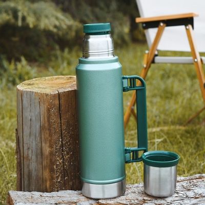 アメリカンスタイル 大容量 ステンレス スチール 掃除用 水瓶 トルモス 1L ハンドル付き