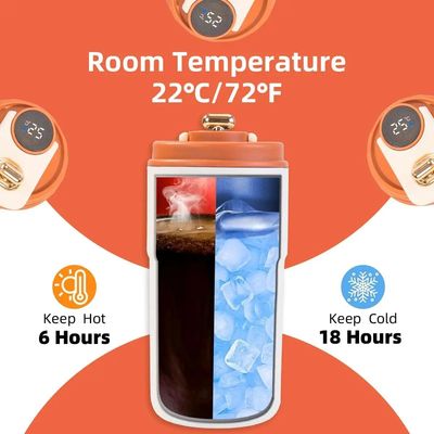 450ml スマート 温度 ディスプレイ ステンレス スチール素材とローヤード付きの旅行カップ