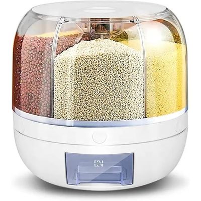 キッチン湿度防止6グリッド回転食品穀物配送機 カスタムロゴのライスボックス