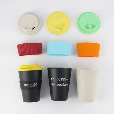 12オンス 350ml PP シリコンカバー バンブー繊維 再利用可能なコーヒーカップ 蓋付き