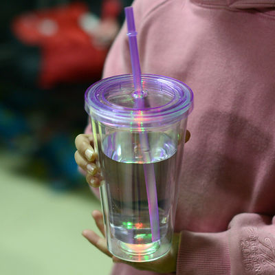 16oz LED 飲み会 飲み会 水 閃光灯 ライトアップ カップ プラスチック LED ダブル ウォール タンブラー