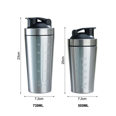 739ml / 500ml 容量 スタイリングのためのステンレスステールタンパク質シャイカーのボトル