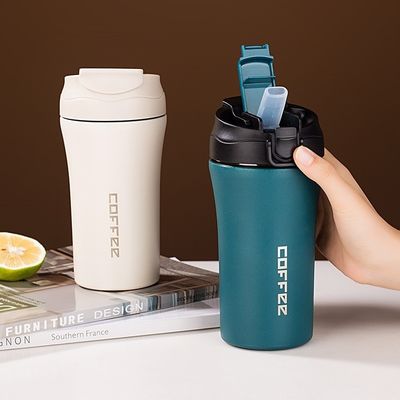 ステンレス鋼 真空隔離旅行コーヒーカップ 14オンス/400ml 蓋とストロー