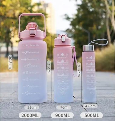 ユニセックス 3 in 1 モチベーションタイムマーカー グラデントカラー 水瓶セット 2000ml 900ml 500ml