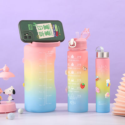 ユニセックス 3 in 1 モチベーションタイムマーカー グラデントカラー 水瓶セット 2000ml 900ml 500ml