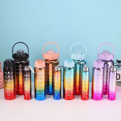 ユニセックス 3 in 1 モチベーションタイムマーカー グラデントカラー 水瓶セット 2000ml 900ml 500ml