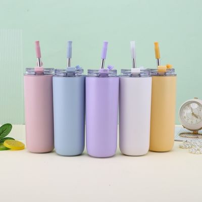 7.6*19.7CM ポータブル ステンレス コーヒーカップ ストローと蓋付き BPAフリー