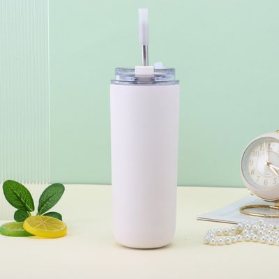 7.6*19.7CM ポータブル ステンレス コーヒーカップ ストローと蓋付き BPAフリー