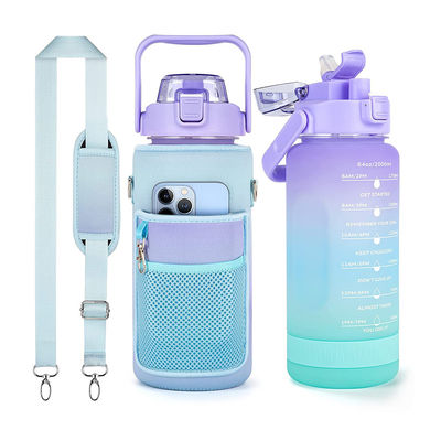 2L モチベーションタイムマーカー ストローとステッカー付きの水瓶 グラデーション色 耐久性