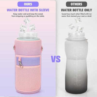 2L モチベーションタイムマーカー ストローとステッカー付きの水瓶 グラデーション色 耐久性