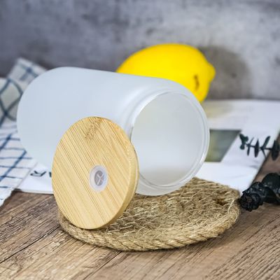 12オンス/16オンス/25オンス ガラスミルクマグ サブライメーションビール缶 竹の蓋とストローの形カップ