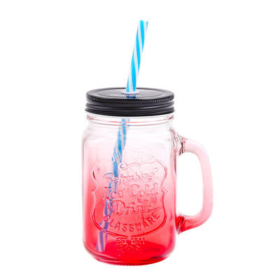 オーダーメイド ガラスカップ 500ml クリア メイソン ガラス 水汁 コラカップ ストローと蓋付き