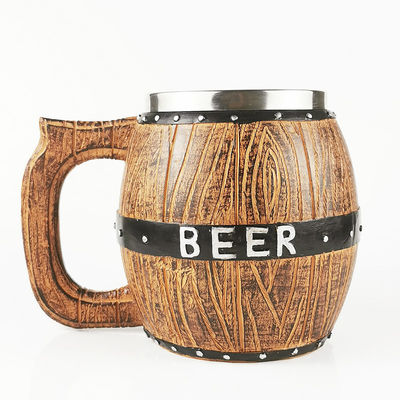 550ml 木製ハンドルステンレス鋼 ビールコーヒーカップ 304 内側とABS外側