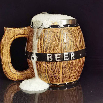 550ml 木製ハンドルステンレス鋼 ビールコーヒーカップ 304 内側とABS外側