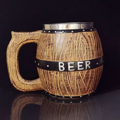 550ml 木製ハンドルステンレス鋼 ビールコーヒーカップ 304 内側とABS外側