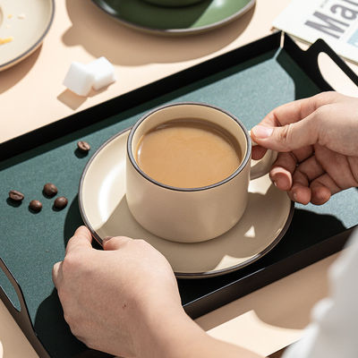 250ml 容量 ノルディックマット セラミック カフェカップとプレート バンド