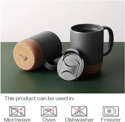 ミニマリストスタイルのハンドル付きの大型コーヒーカップ 隔熱コルク底スプラッシュ・プルーフ蓋