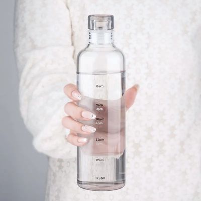 ミニマリストデザインスタイル 500ml BPAフリー ボロシリケートガラス水瓶 時間マーカー