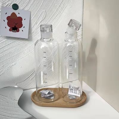ミニマリストデザインスタイル 500ml BPAフリー ボロシリケートガラス水瓶 時間マーカー