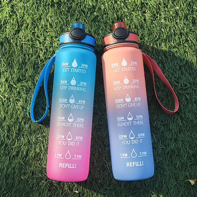 1L 容量 スポーツ用水瓶 時刻印と直接飲用ストロー BPA 無