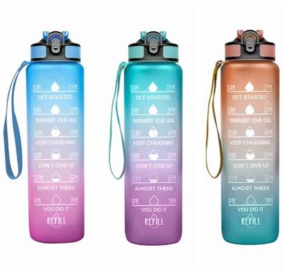 1L 容量 スポーツ用水瓶 時刻印と直接飲用ストロー BPA 無