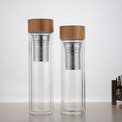 高ボロシリケート 350ml ガラス水瓶 茶と水分離カップインフューザーを含む
