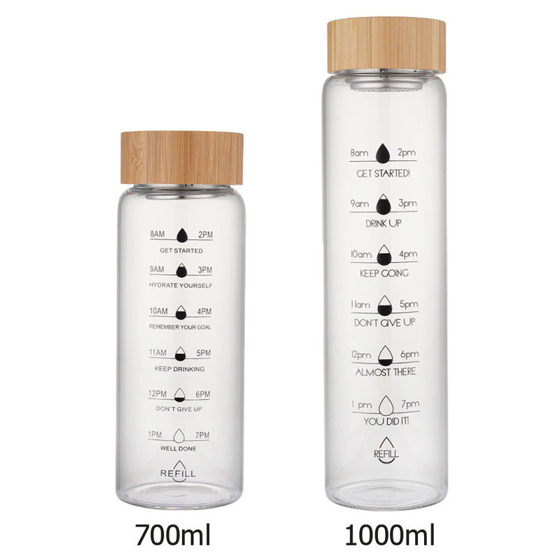 TOUR 700ml / 1000ml 容量と時間スケールを持つ屋外活動ガラスタンブラーカップ