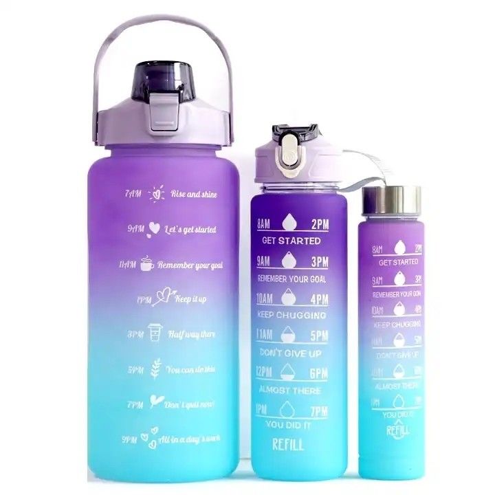 ユニセックス 3 in 1 モチベーションタイムマーカー グラデントカラー 水瓶セット 2000ml 900ml 500ml