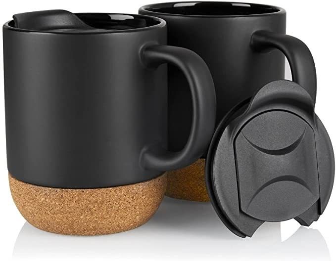 ミニマリストスタイルのハンドル付きの大型コーヒーカップ 隔熱コルク底スプラッシュ・プルーフ蓋